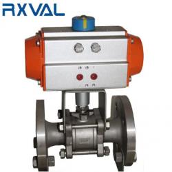 3PC Ball Valve Flange End with Pneumatic actuator 